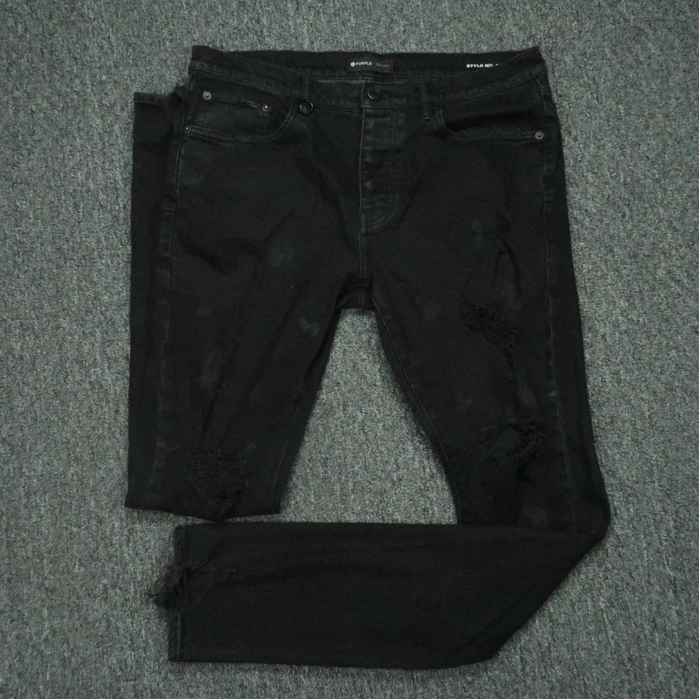 Purple Brand Jeans Mens 33x34 Black P001 5‎ Pocket Distressed
